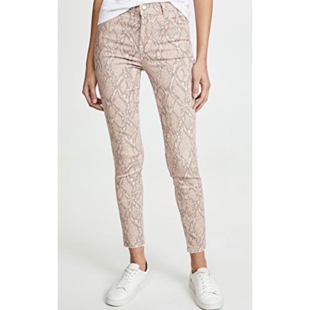 J Brand Alana High Rise Crop Skinny Jeans Adder Pink Snake Print 30
